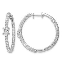 True Origin 14K White Gold 3.12 Carat Lab Grown Diamond VS+ F+ Complet in and Out Hoop Earrings view 1
