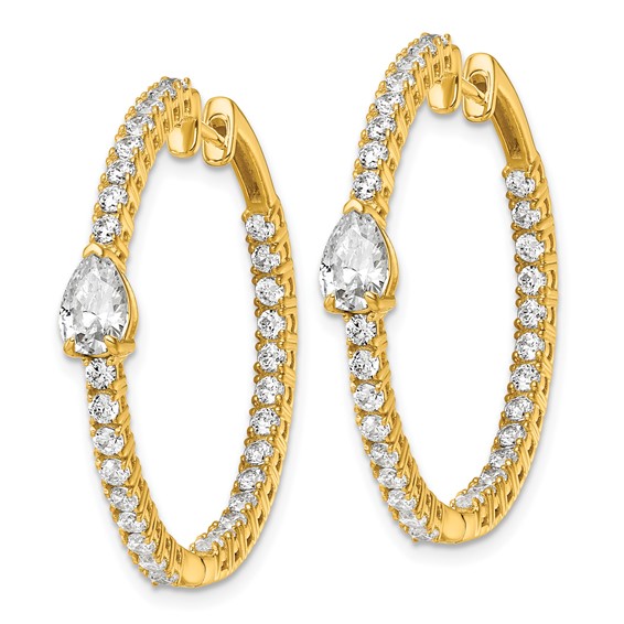 True Origin 14K Yellow Gold 3 1/8 carat Lab Grown Diamond VS+ F+ Complet In and Out Hoop Earrings