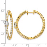 True Origin 14K Yellow Gold 3.12 Carat Lab Grown Diamond VS+ F+ Complet in and Out Hoop Earrings view 3