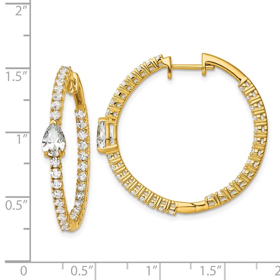 True Origin 14K Yellow Gold 3 1/8 carat Lab Grown Diamond VS+ F+ Complet In and Out Hoop Earrings