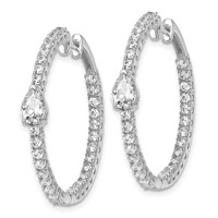 True Origin 14K White Gold 3.12 Carat Lab Grown Diamond VS+ F+ Complet in and Out Hoop Earrings view 2
