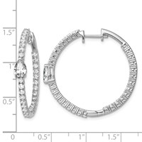 True Origin 14K White Gold 3.12 Carat Lab Grown Diamond VS+ F+ Complet in and Out Hoop Earrings view 3