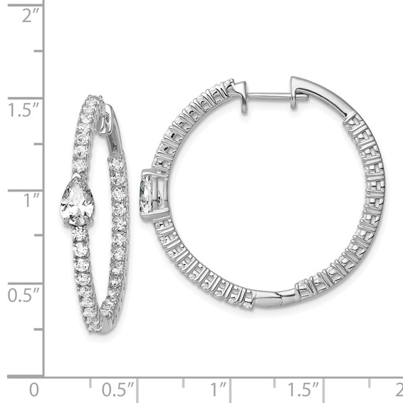 True Origin 14K White Gold 3 1/8 carat Lab Grown Diamond VS+ F+ Complet In and Out Hoop Earrings