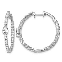 True Origin 14K White Gold 3.12 Carat Lab Grown Diamond VS+ F+ Complet in and Out Hoop Earrings view 1