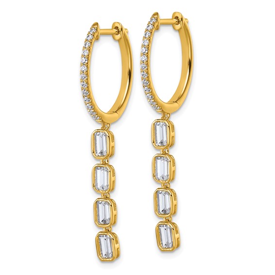 True Origin 14K Yellow Gold 1 carat Lab Grown Diamond VS+ F+ Complete Dangle Hoop Earrings