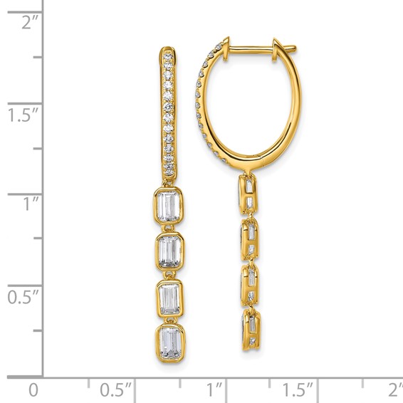 True Origin 14K Yellow Gold 1 carat Lab Grown Diamond VS+ F+ Complete Dangle Hoop Earrings