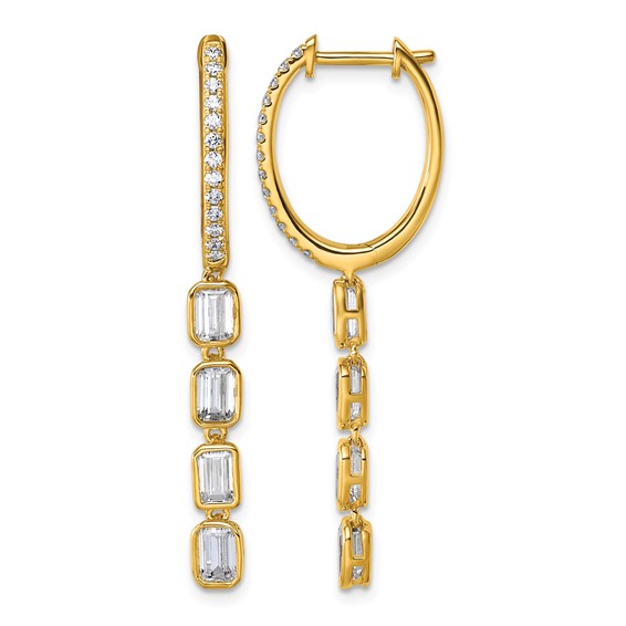 True Origin 14K Yellow Gold 1 carat Lab Grown Diamond VS+ F+ Complete Dangle Hoop Earrings
