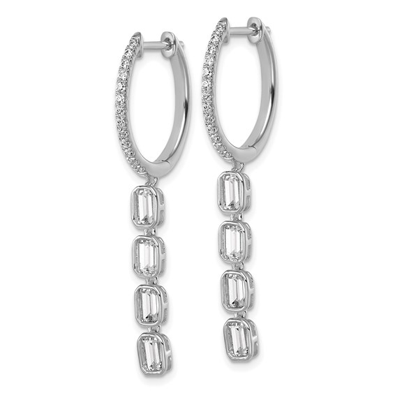 True Origin 14K White Gold 1 carat Lab Grown Diamond VS+ F+ Complete Dangle Hoop Earrings