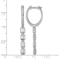 True Origin 14K White Gold 1 Carat Lab Grown Diamond VS+ F+ Complete Dangle Hoop Earrings view 3