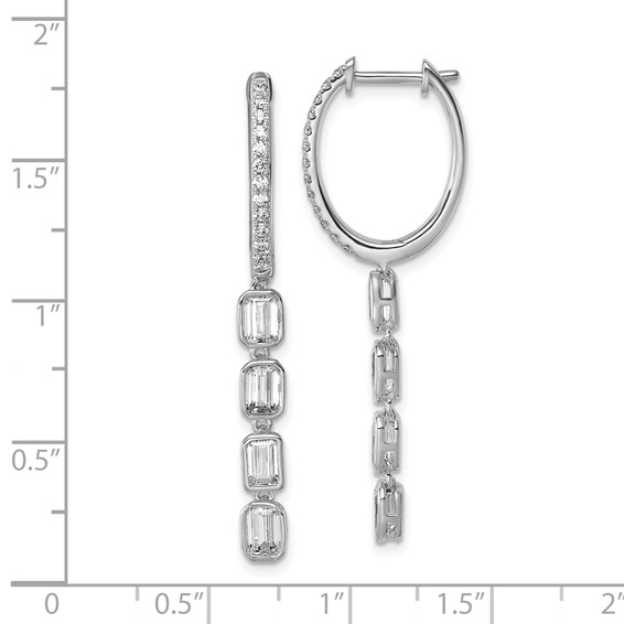 True Origin 14K White Gold 1 carat Lab Grown Diamond VS+ F+ Complete Dangle Hoop Earrings