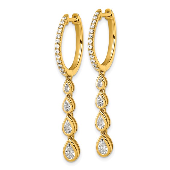 True Origin 14K Yellow Gold 1 3/4 carat Lab Grown Diamond VS+ F+ Complete Dangle Hoop Earrings