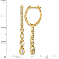 True Origin 14K Yellow Gold 1.75 Carat Lab Grown Diamond VS+ F+ Complete Dangle Hoop Earrings view 3