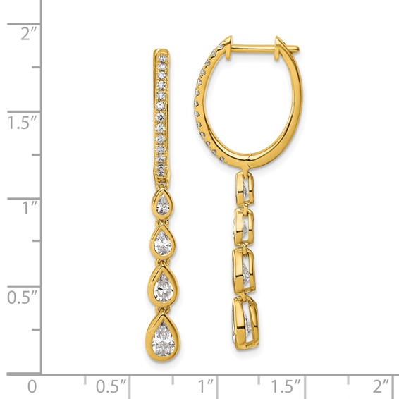 True Origin 14K Yellow Gold 1 3/4 carat Lab Grown Diamond VS+ F+ Complete Dangle Hoop Earrings