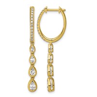 True Origin 14K Yellow Gold 1.75 Carat Lab Grown Diamond VS+ F+ Complete Dangle Hoop Earrings view 1
