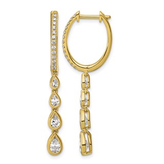 True Origin 14K Yellow Gold 1 3/4 carat Lab Grown Diamond VS+ F+ Complete Dangle Hoop Earrings