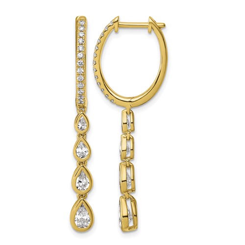 True Origin 14K Yellow Gold 1.75 Carat Lab Grown Diamond VS+ F+ Complete Dangle Hoop Earrings