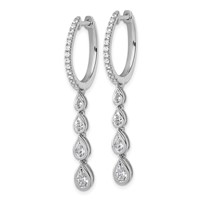 True Origin 14K White Gold 1.75 Carat Lab Grown Diamond VS+ F+ Complete Dangle Hoop Earrings view 2