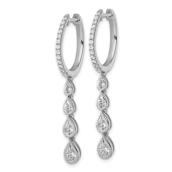 True Origin 14K White Gold 1 3/4 carat Lab Grown Diamond VS+ F+ Complete Dangle Hoop Earrings
