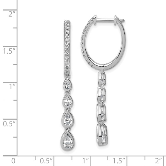True Origin 14K White Gold 1 3/4 carat Lab Grown Diamond VS+ F+ Complete Dangle Hoop Earrings