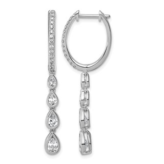 True Origin 14K White Gold 1 3/4 carat Lab Grown Diamond VS+ F+ Complete Dangle Hoop Earrings
