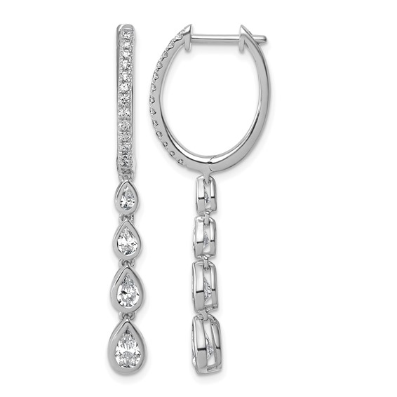 True Origin 14K White Gold 1 3/4 carat Lab Grown Diamond VS+ F+ Complete Dangle Hoop Earrings