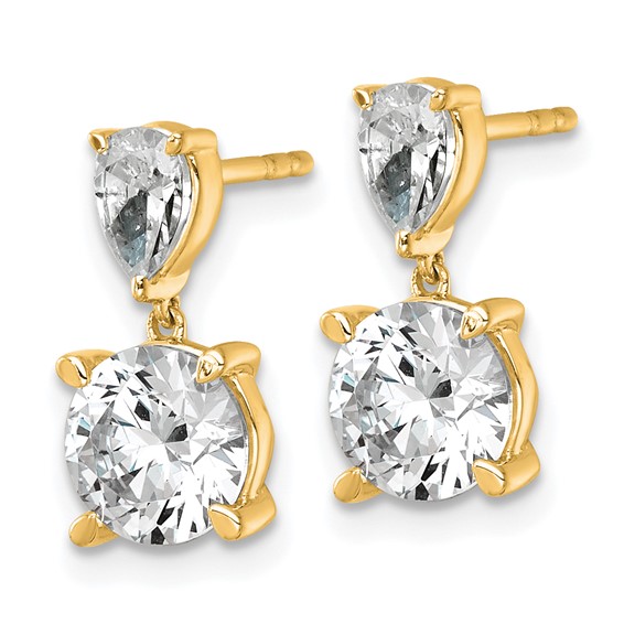 True Origin 14K Yellow Gold 3 carat Lab Grown Diamond VS+ F+ Complete Post Dangle Earrings