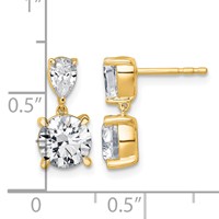 True Origin 14K Yellow Gold 3 Carat Lab Grown Diamond VS+ F+ Complete Post Dangle Earrings view 3