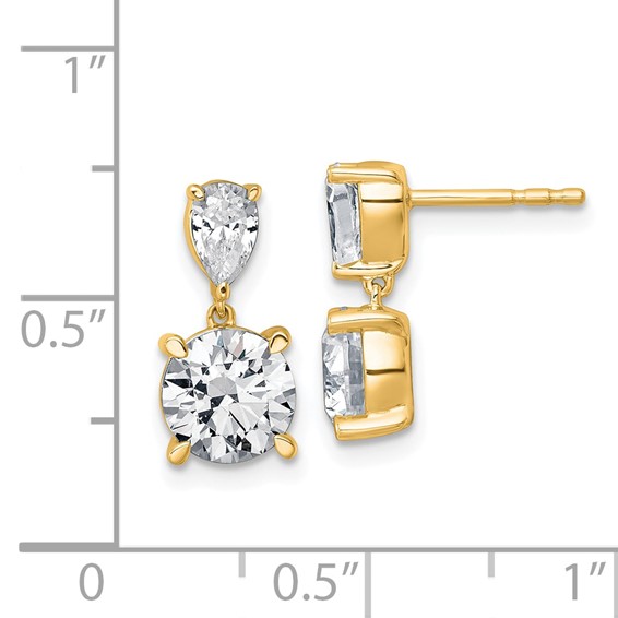 True Origin 14K Yellow Gold 3 carat Lab Grown Diamond VS+ F+ Complete Post Dangle Earrings