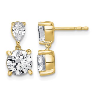 True Origin 14K Yellow Gold 3 carat Lab Grown Diamond VS+ F+ Complete Post Dangle Earrings