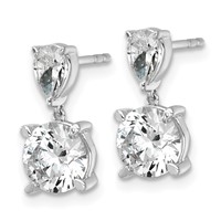 True Origin 14K White Gold 3 Carat Lab Grown Diamond VS+ F+ Complete Post Dangle Earrings view 2