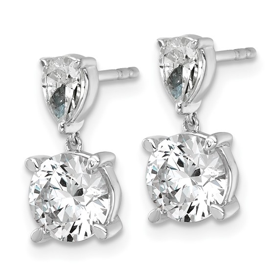 True Origin 14K White Gold 3 carat Lab Grown Diamond VS+ F+ Complete Post Dangle Earrings