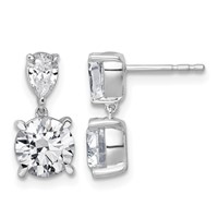 True Origin 14K White Gold 3 Carat Lab Grown Diamond VS+ F+ Complete Post Dangle Earrings view 1