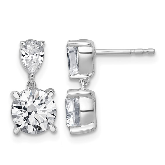 True Origin 14K White Gold 3 carat Lab Grown Diamond VS+ F+ Complete Post Dangle Earrings