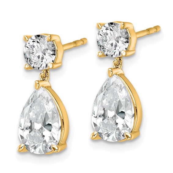 True Origin 14K Yellow Gold 3 5/8 carat Lab Grown Diamond VS+ F+ Complete Post Dangle Earrings