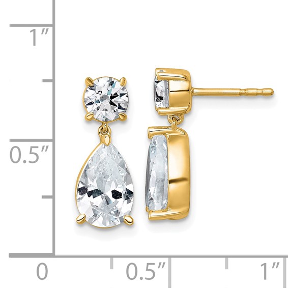 True Origin 14K Yellow Gold 3 5/8 carat Lab Grown Diamond VS+ F+ Complete Post Dangle Earrings