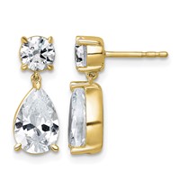 True Origin 14K Yellow Gold 3.62 Carat Lab Grown Diamond VS+ F+ Complete Post Dangle Earrings view 1