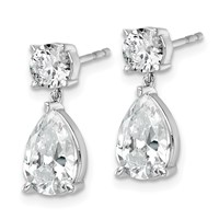 True Origin 14K White Gold 3.62 Carat Lab Grown Diamond VS+ F+ Complete Post Dangle Earrings view 2