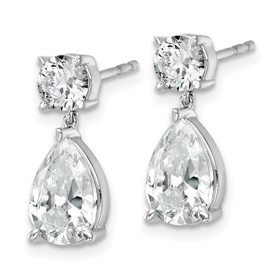 True Origin 14K White Gold 3 5/8 carat Lab Grown Diamond VS+ F+ Complete Post Dangle Earrings