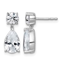 True Origin 14K White Gold 3.62 Carat Lab Grown Diamond VS+ F+ Complete Post Dangle Earrings view 1