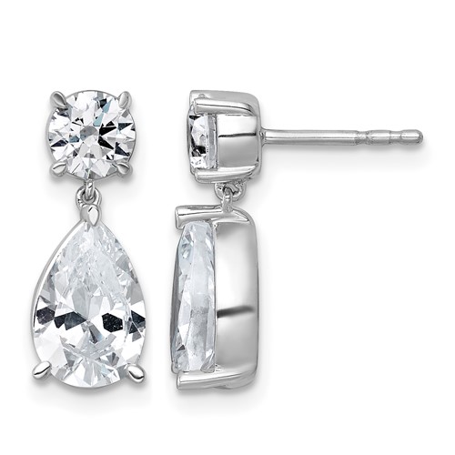 True Origin 14K White Gold 3.62 Carat Lab Grown Diamond VS+ F+ Complete Post Dangle Earrings
