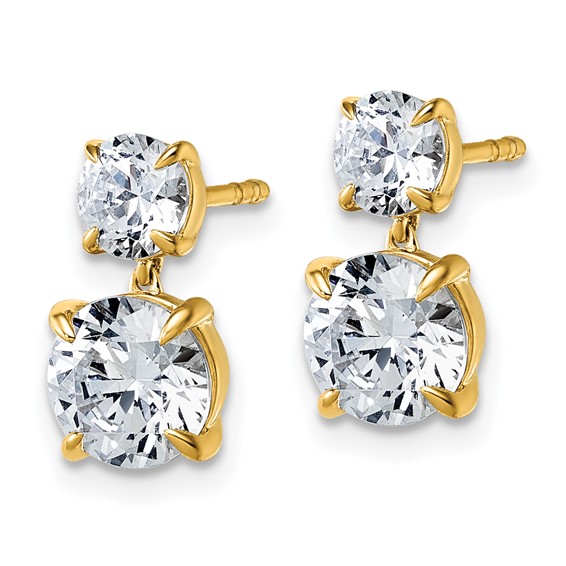 True Origin 14K Yellow Gold 2 7/8 carat Lab Grown Diamond VS+ F+ Complete Post Dangle Earrings