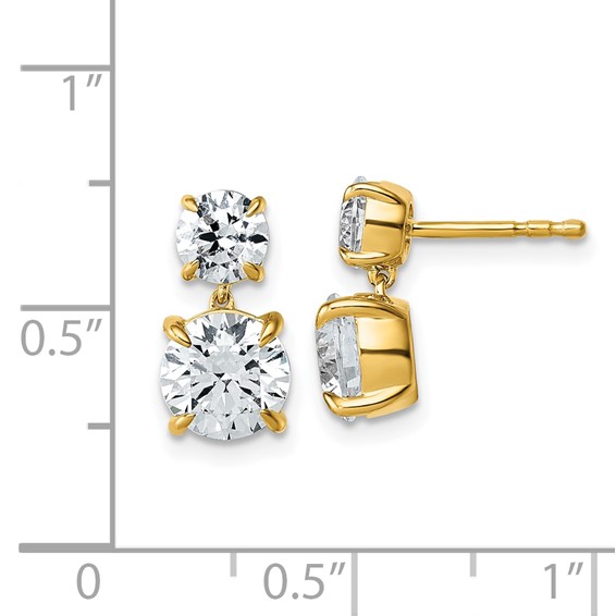 True Origin 14K Yellow Gold 2 7/8 carat Lab Grown Diamond VS+ F+ Complete Post Dangle Earrings