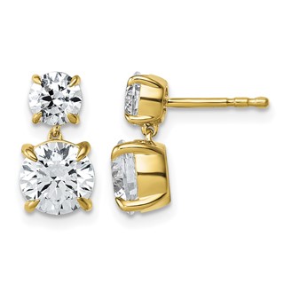 True Origin 14K Yellow Gold 2 7/8 carat Lab Grown Diamond VS+ F+ Complete Post Dangle Earrings