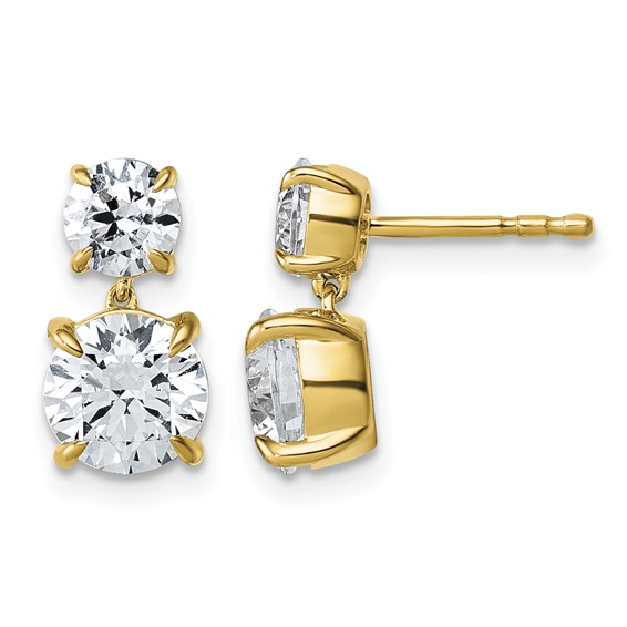 True Origin 14K Yellow Gold 2 7/8 carat Lab Grown Diamond VS+ F+ Complete Post Dangle Earrings