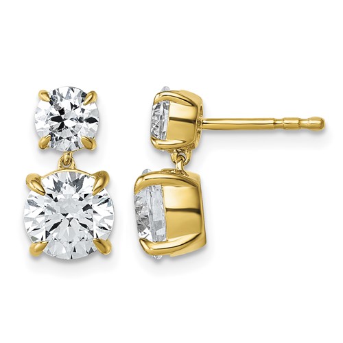 True Origin 14K Yellow Gold 2.88 Carat Lab Grown Diamond VS+ F+ Complete Post Dangle Earrings