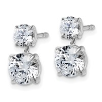 True Origin 14K White Gold 2.88 Carat Lab Grown Diamond VS+ F+ Complete Post Dangle Earrings view 2