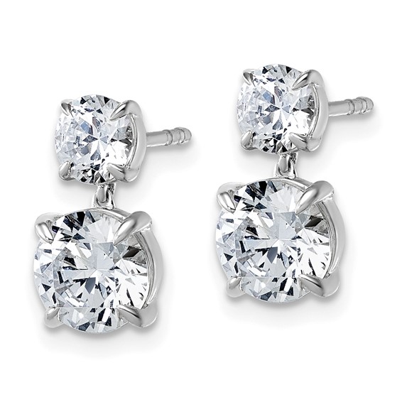 True Origin 14K White Gold 2 7/8 carat Lab Grown Diamond VS+ F+ Complete Post Dangle Earrings