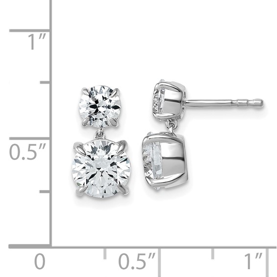 True Origin 14K White Gold 2 7/8 carat Lab Grown Diamond VS+ F+ Complete Post Dangle Earrings