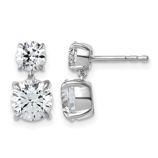 True Origin 14K White Gold 2 7/8 carat Lab Grown Diamond VS+ F+ Complete Post Dangle Earrings