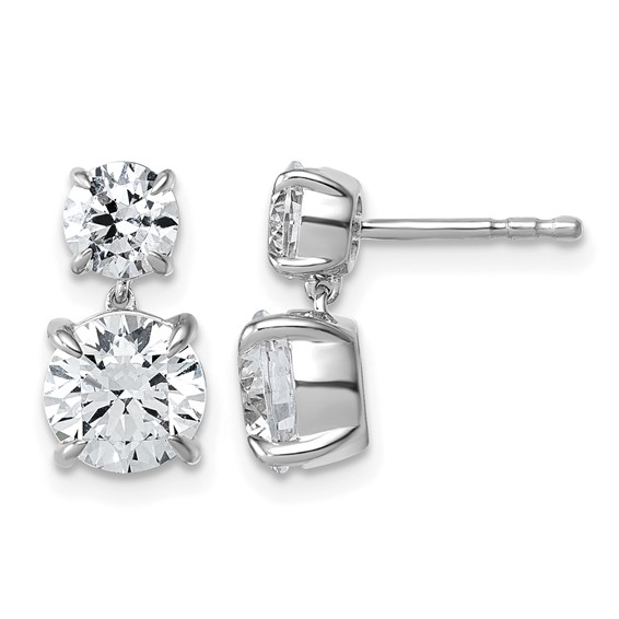 True Origin 14K White Gold 2 7/8 carat Lab Grown Diamond VS+ F+ Complete Post Dangle Earrings
